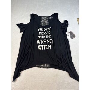 American Horror Story Black Cold Shoulder Blouse Witch Size 4 Black Goth Magic